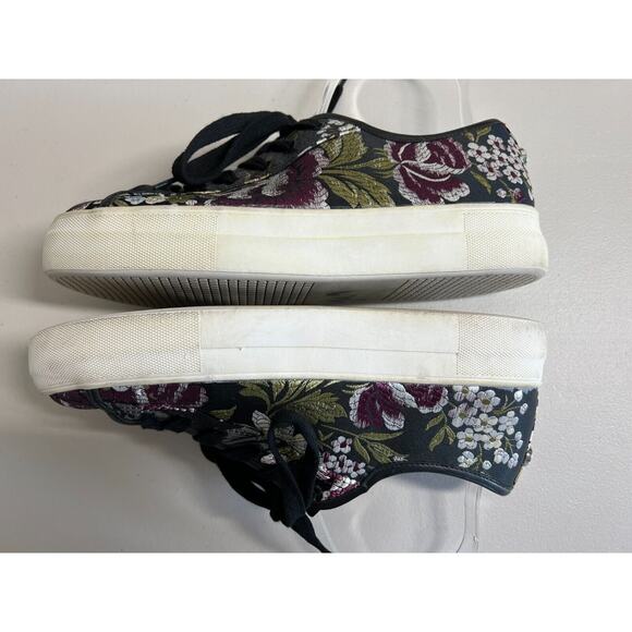 Steve Madden Gerry Floral Sneakers Womens Size 8.5 Classic Casual Black - Picture 1 of 8